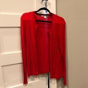 DVF red cardigan